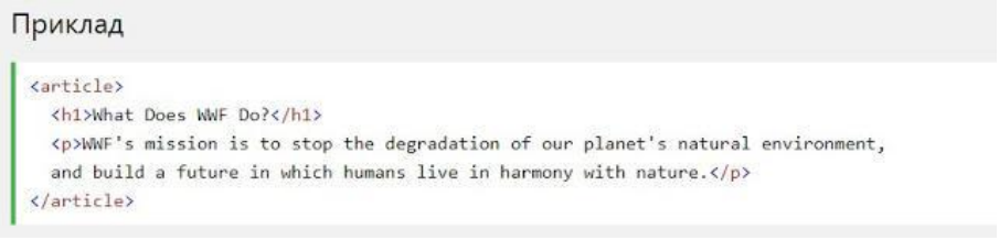 Example of using the <article> tag