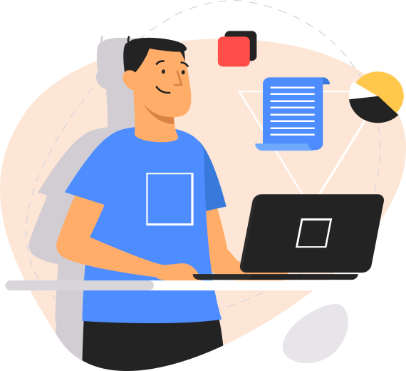 Man using a smartphone with message bubbles illustration